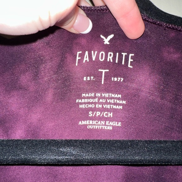 AE Burgundy Tie Dye ‘Favorite’ T-Shirt - Picture 2 of 3